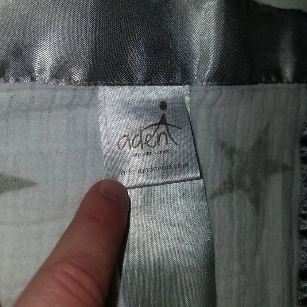 Aden & Anais Gray Stars Square Muslin Lovey Silver Satin Trim